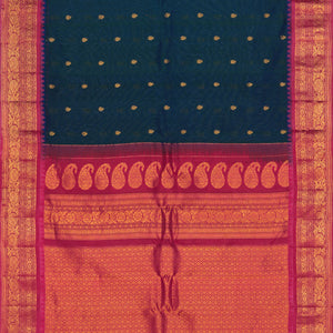 Gadwal Cotton Silk Peacock Blue Saree