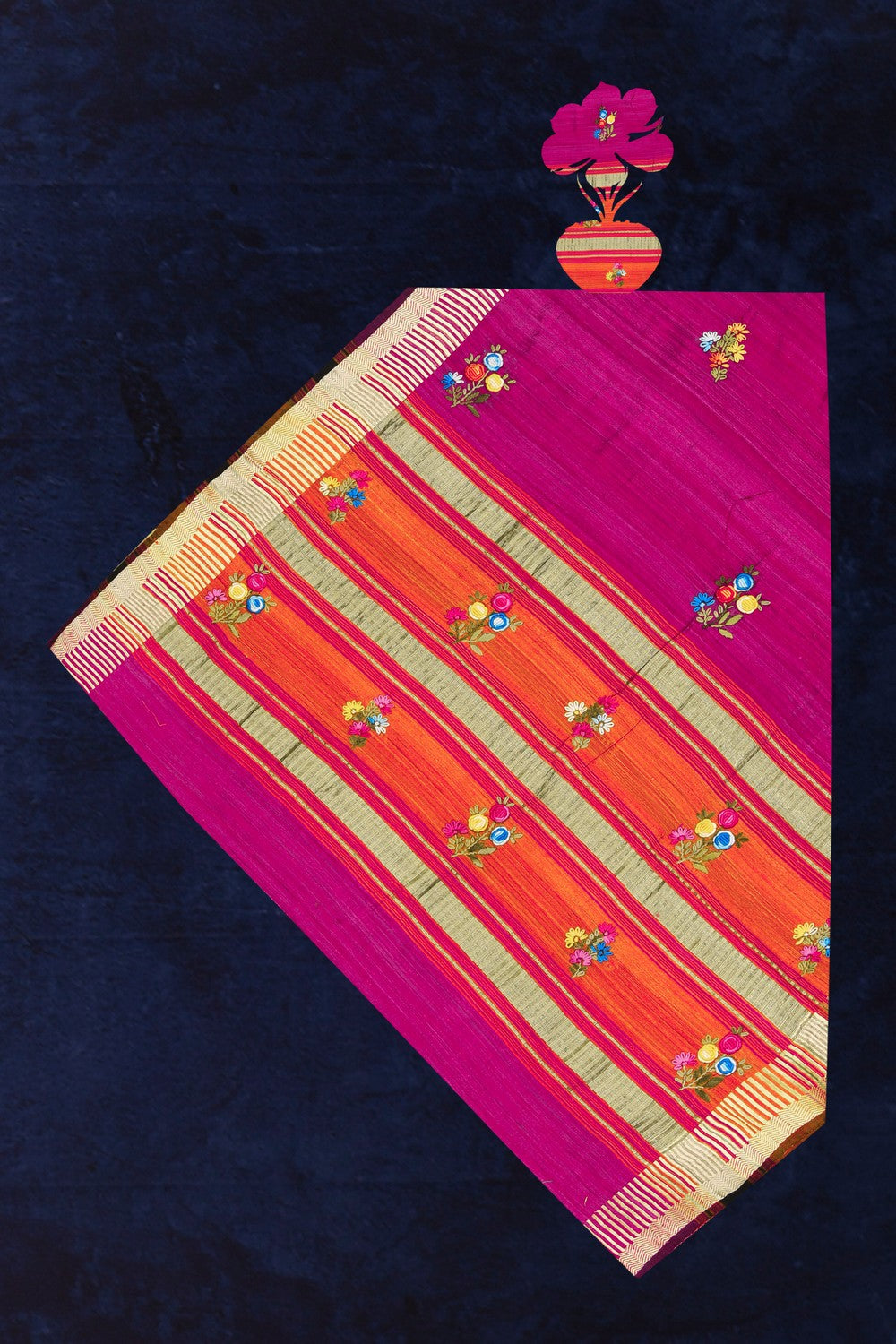 Dupion Silk Magenta Pink Dupatta