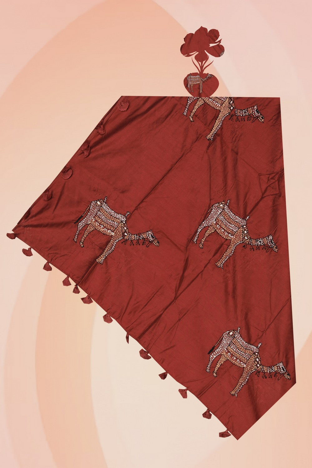 Jaipur Cotton Rust Maroon Dupatta