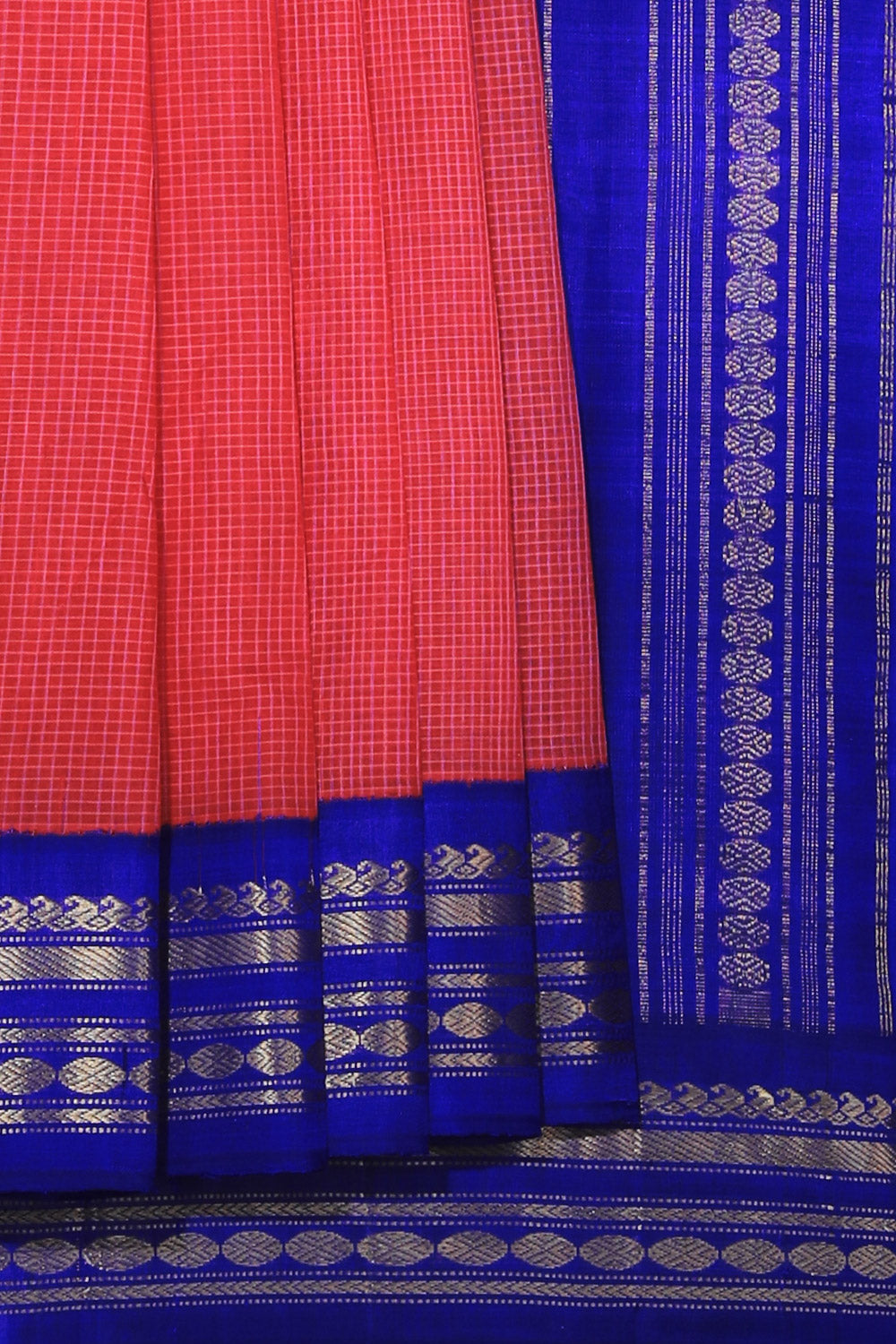 Gadwal Cotton Fuchsia-Pink Saree