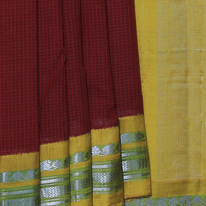 Gadwal Cotton Red Saree