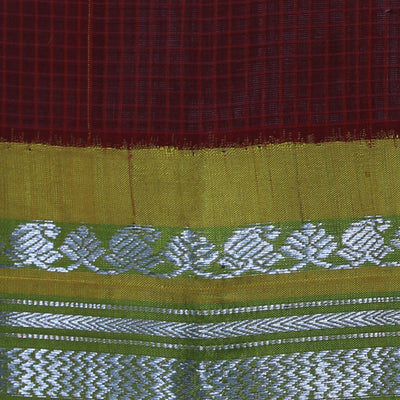 Gadwal Cotton Red Saree
