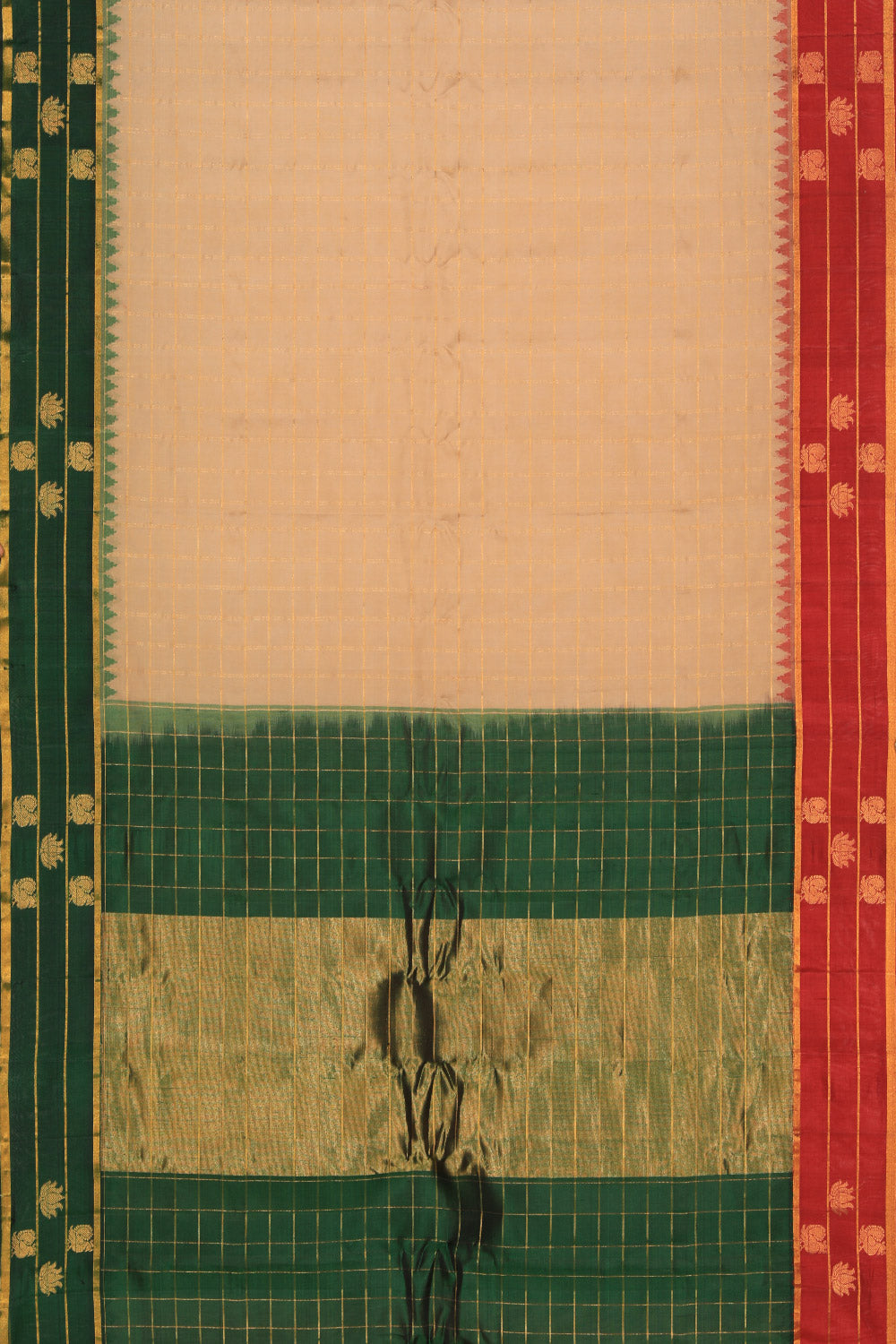 Gadwal Cotton Silk Classy Beige Saree