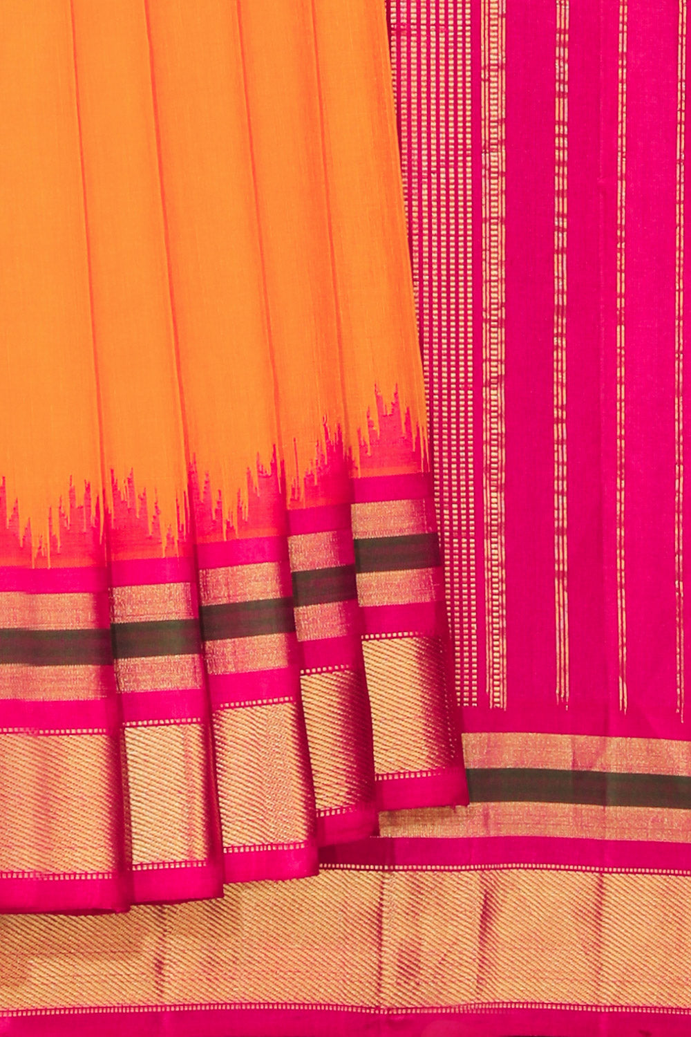 Gadwal Cotton Silk Mustard Saree