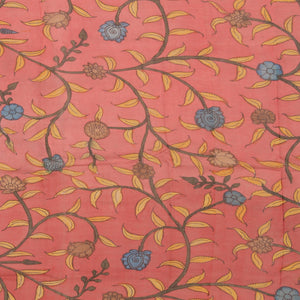 Kalamkari Hand-Painted Blue Saree