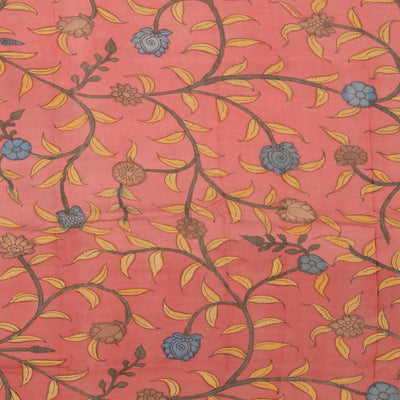 Kalamkari Hand-Painted Blue Saree