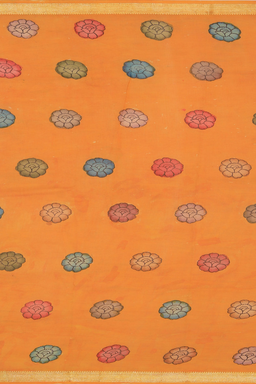 Kalamkari Hand-Painted Pink Saree