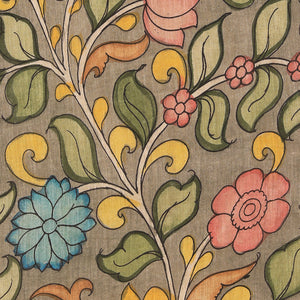 Kalamkari Hand-Painted Grey Saree