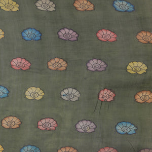 Kalamkari Hand-Painted Yellow Saree