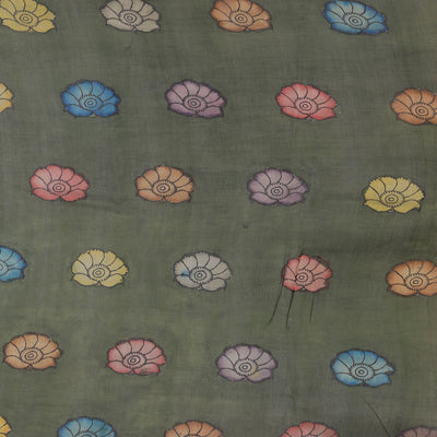 Kalamkari Hand-Painted Yellow Saree
