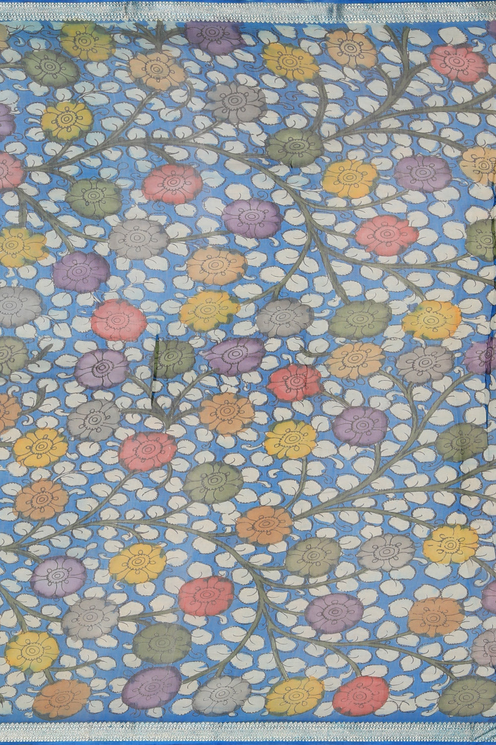 Kalamkari Hand-Painted Brown Saree