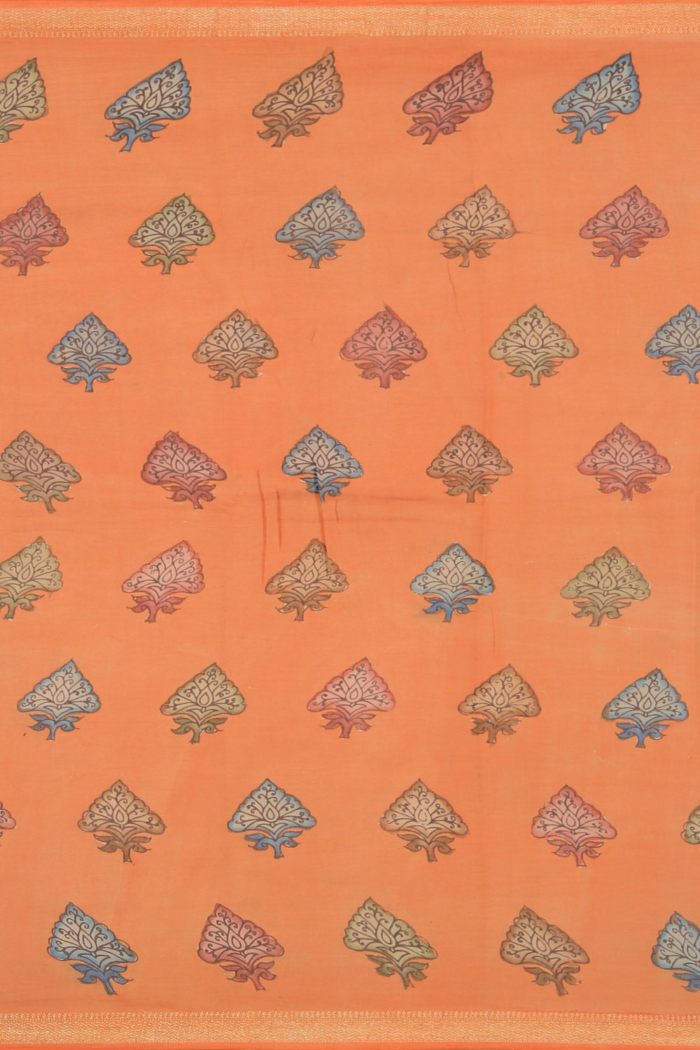 Kalamkari Hand-Painted Blue Saree