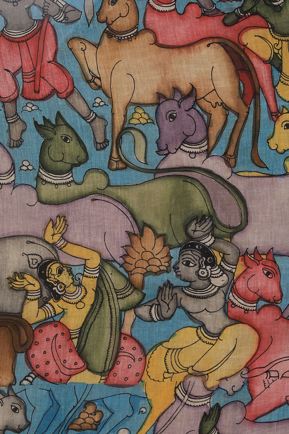 Kalamkari Hand-Painted Grey Saree