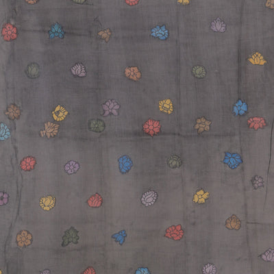 Kalamkari Hand-Painted Grey Saree