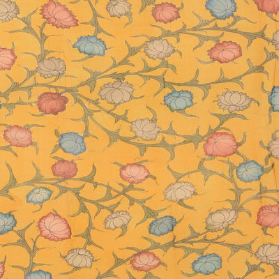 Kalamkari Hand-Painted Grey Saree