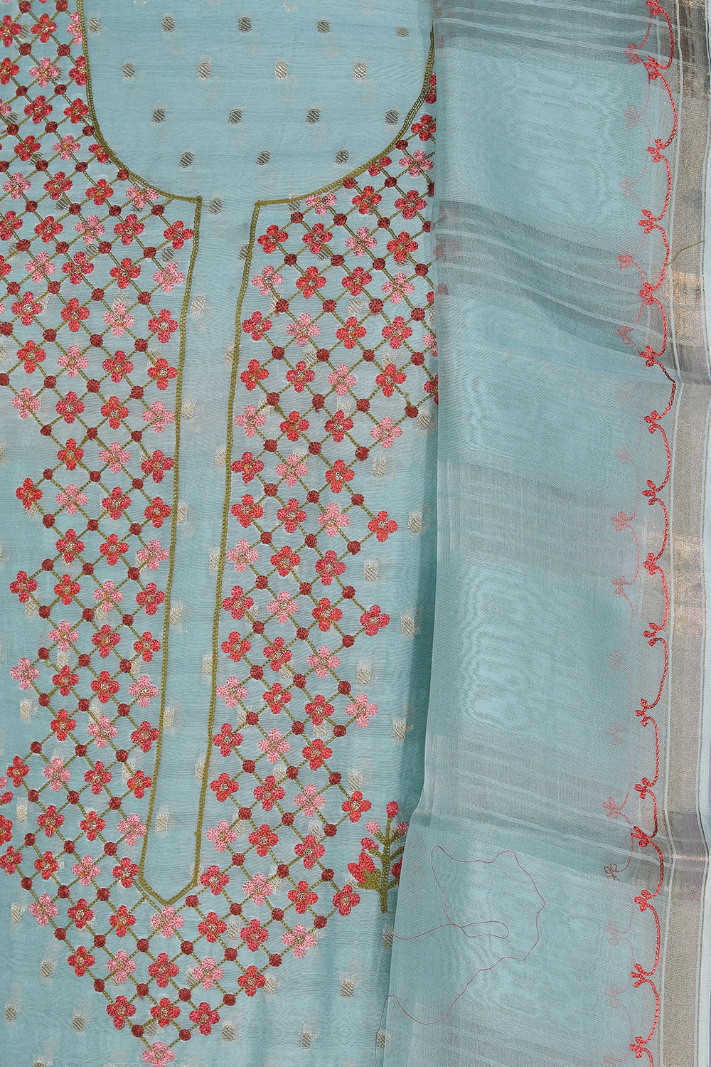 Cotton Silk Unstitched Suit With Dupatta (3 Pcs Set)