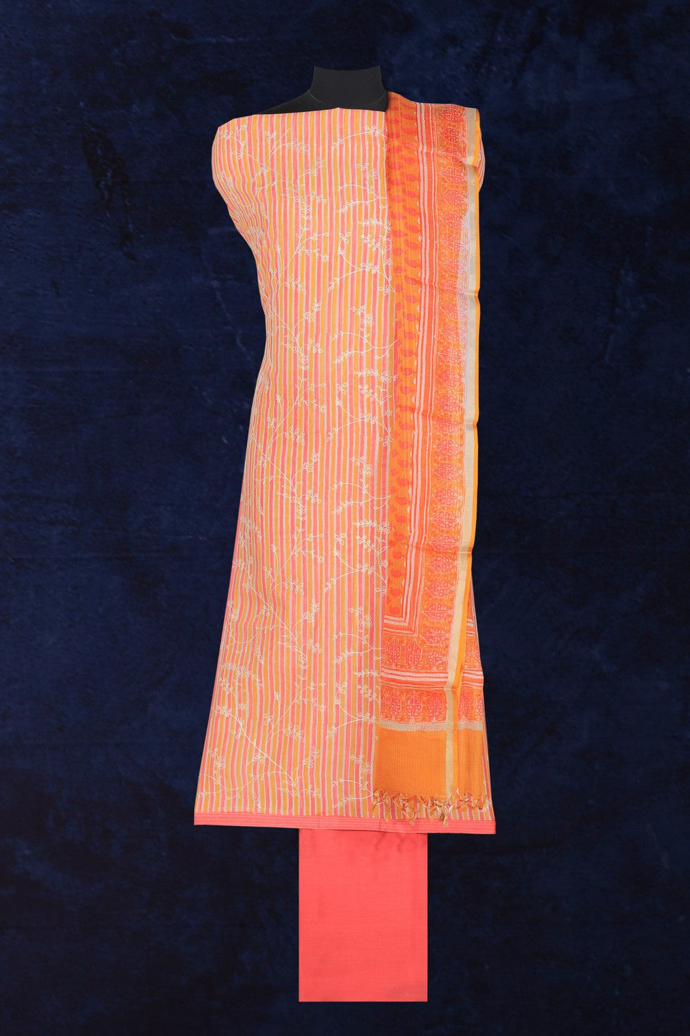 Cotton Silk Unstitched Suit With Dupatta (3 Pcs Set)