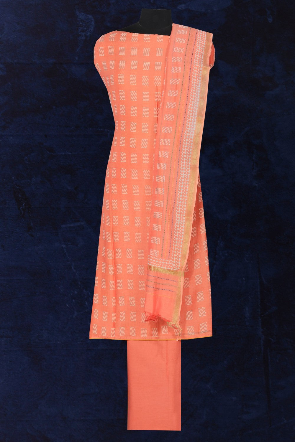 Cotton Silk Unstitched Suit With Dupatta (3 Pcs Set)