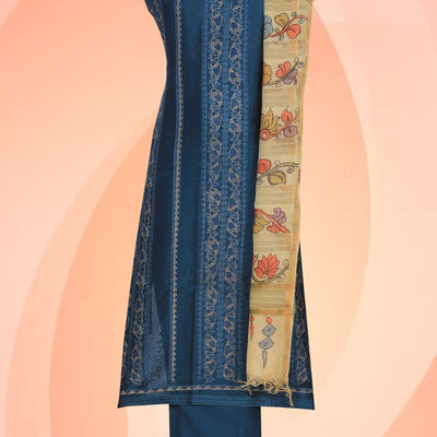 Cotton Silk Unstitched Suit With Dupatta (3 Pcs Set)