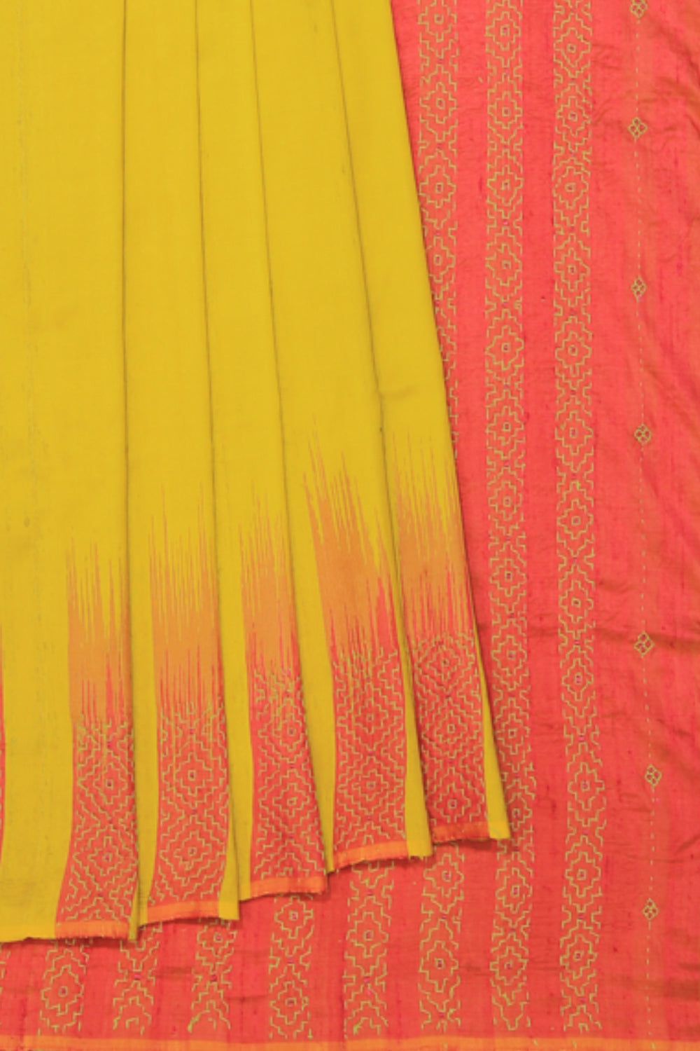 Dupion Silk Kantha Stitch Saree