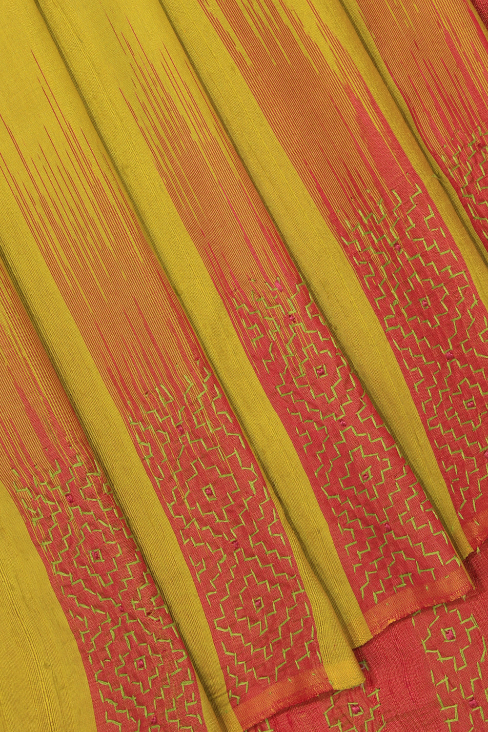 Dupion Silk Kantha Stitch Saree