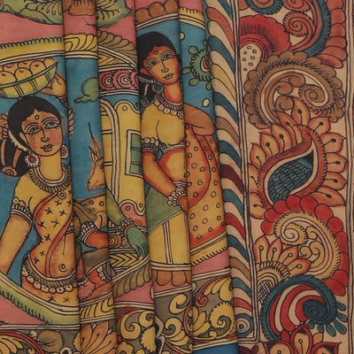 Kalamkari Hand-Painted Crepe Silk Saree