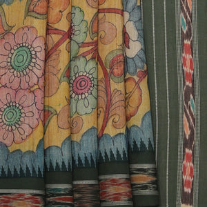 Kalamkari Hand-Painted Tussar Silk Saree