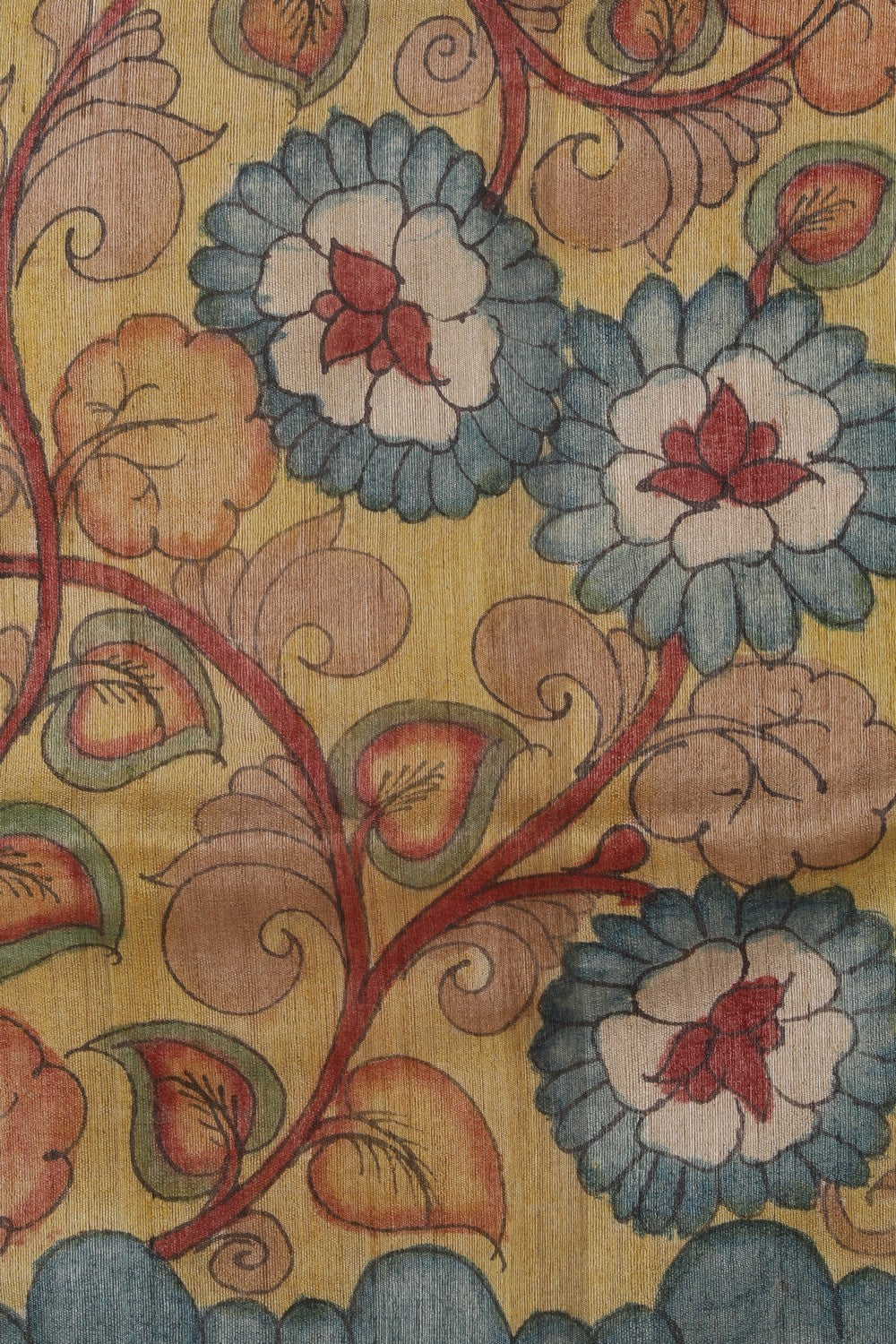 Kalamkari Hand-Painted Tussar Silk Saree