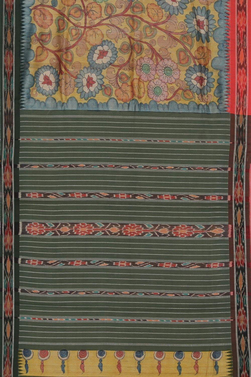 Kalamkari Hand-Painted Tussar Silk Saree