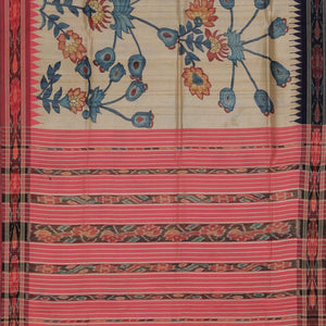 Kalamkari Hand-Painted Tussar Silk Saree