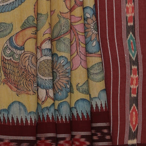 Kalamkari Hand-Painted Tussar Silk Saree