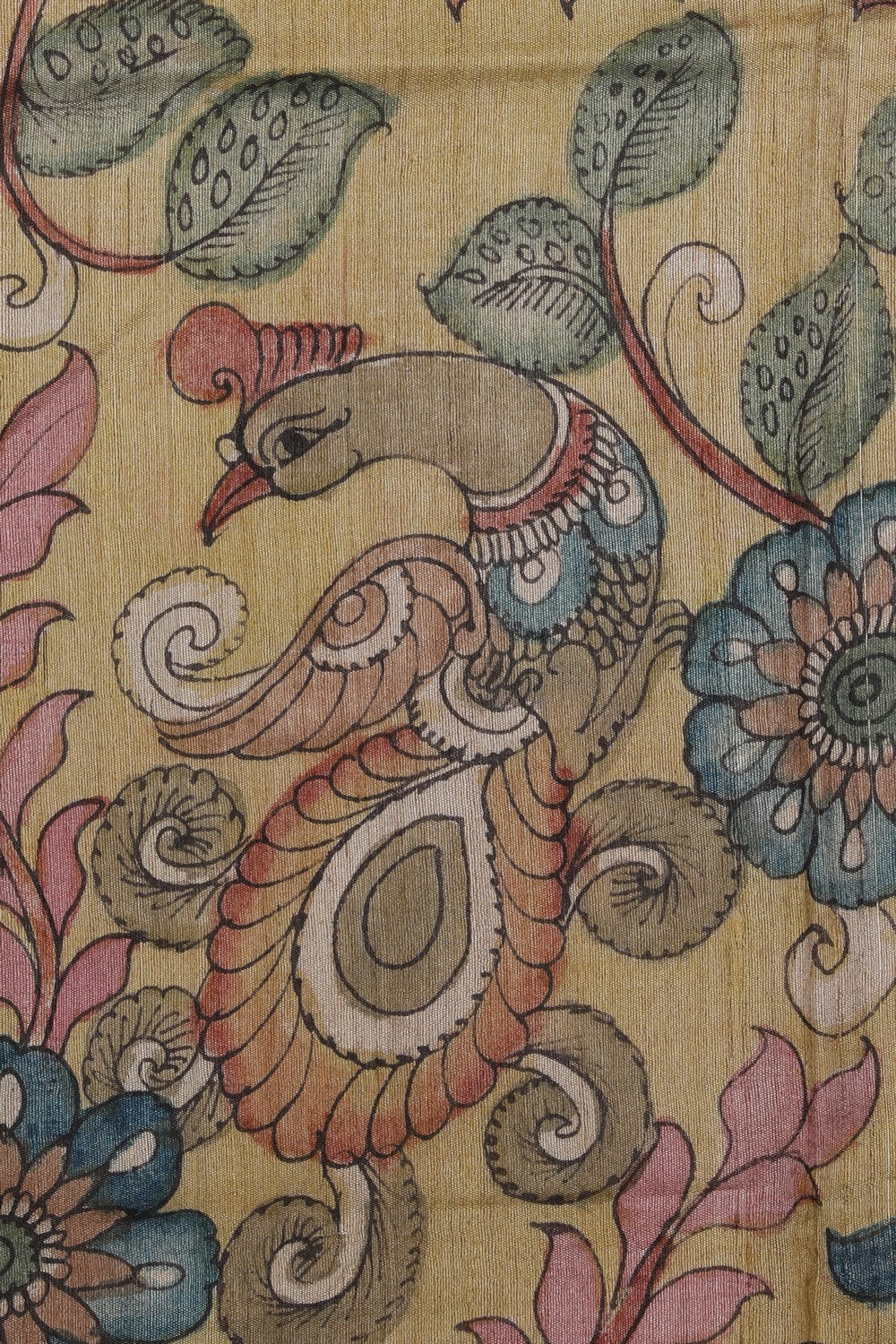 Kalamkari Hand-Painted Tussar Silk Saree