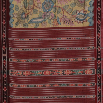 Kalamkari Hand-Painted Tussar Silk Saree