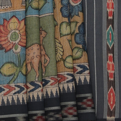 Kalamkari Hand-Painted Tussar Silk Saree
