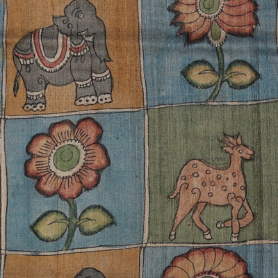 Kalamkari Hand-Painted Tussar Silk Saree