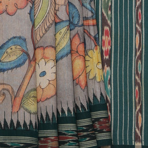 Kalamkari Hand-Painted Tussar Silk Saree