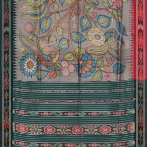 Kalamkari Hand-Painted Tussar Silk Saree
