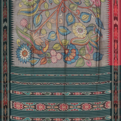 Kalamkari Hand-Painted Tussar Silk Saree