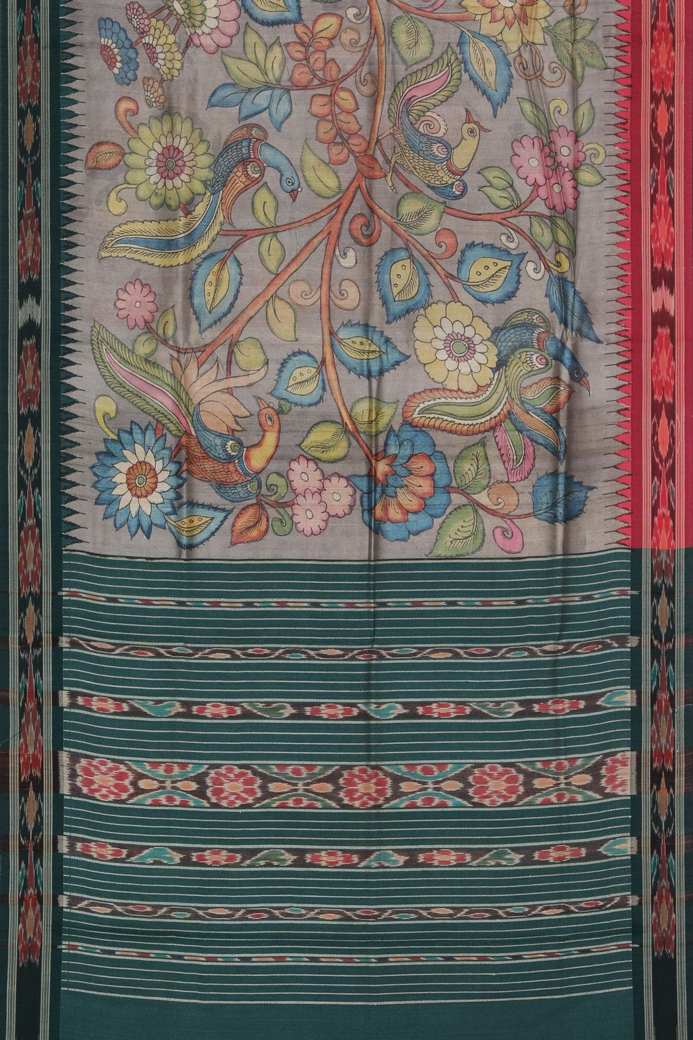 Kalamkari Hand-Painted Tussar Silk Saree