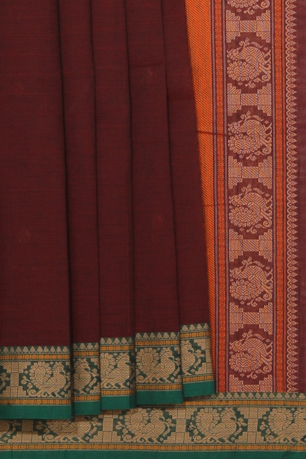 Kanchi Cotton Maroon Saree