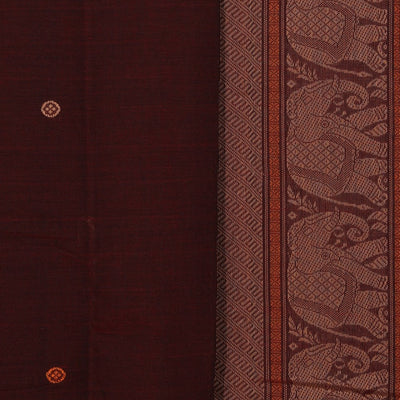 Kanchi Cotton Maroon Saree