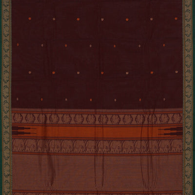 Kanchi Cotton Maroon Saree
