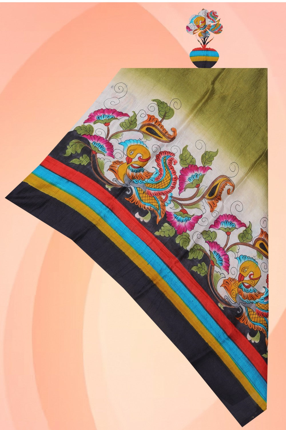 Hand-Painted Tussar Silk Dupatta