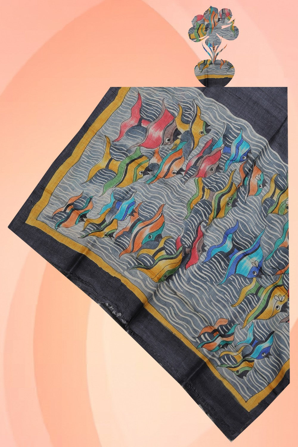 Hand-Painted Tussar Silk Dupatta