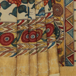 Kalamkari Hand-Painted Silk Saree