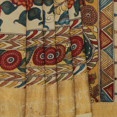 Kalamkari Hand-Painted Silk Saree