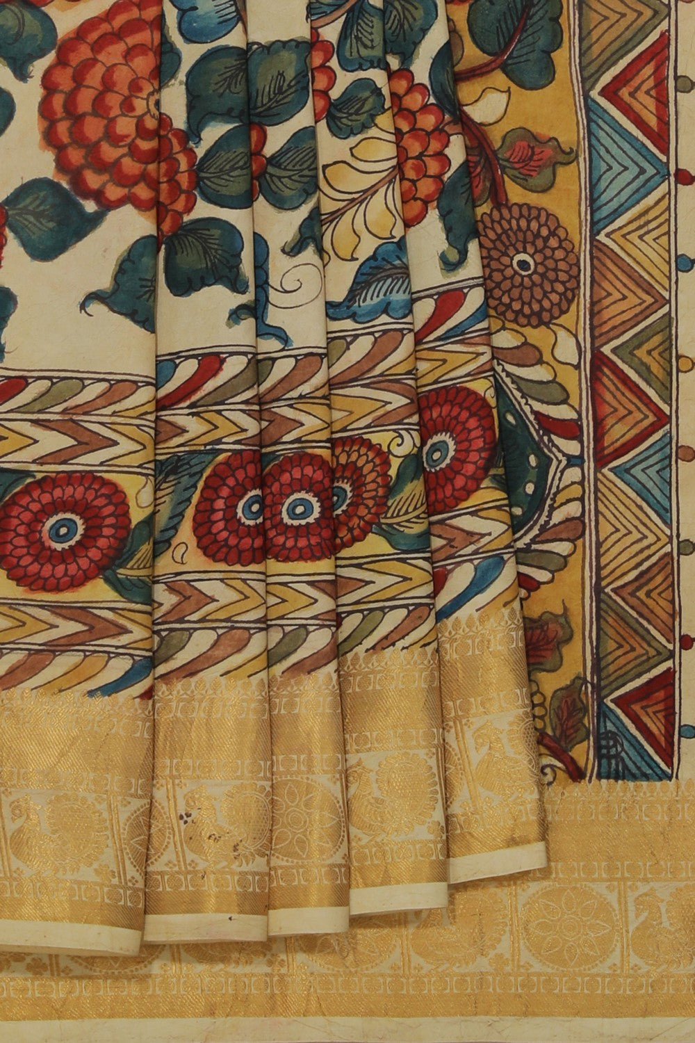 Kalamkari Hand-Painted Silk Saree