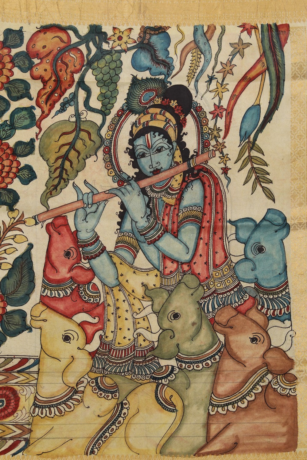 Kalamkari Hand-Painted Silk Saree