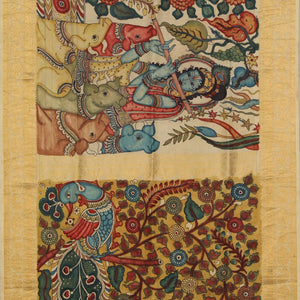 Kalamkari Hand-Painted Silk Saree