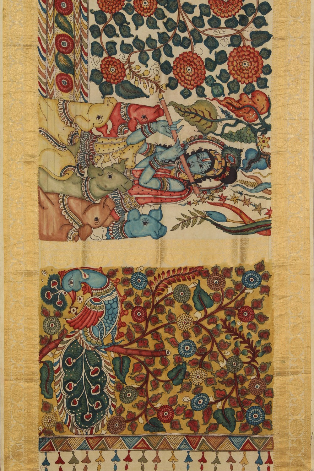 Kalamkari Hand-Painted Silk Saree